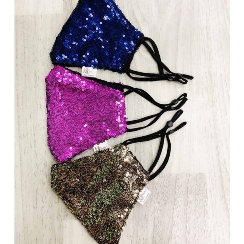🆕️JEWEL-TONE SEQUIN ASSORTED FACE MASKS - SET OF 3 COLOURS - Picture 2 of 2
